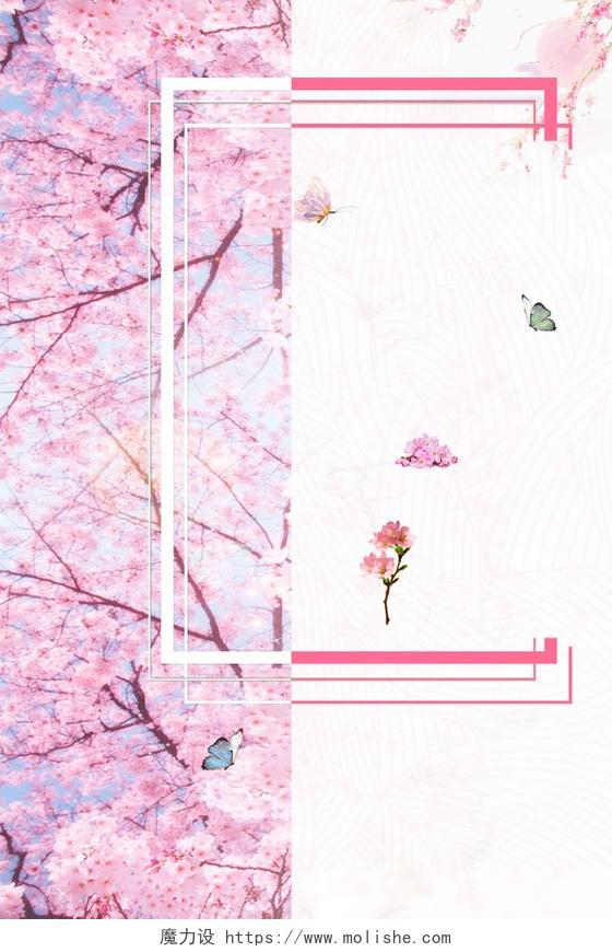 窗口樱花中国风粉色樱花节旅游宣传2019海报背景